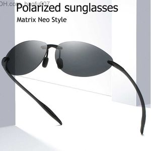 Solglasögon kantfria polariserade drivande solglasögon för herrmatris Neo -stil Anti Blue Light Solglasögon UV400 Ultra Bright Oculos de Sol Solglasögon Z230714