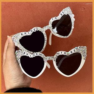 Sonnenbrille Braut zu sein Diamant Liebe Herz Brief Bling Perle Hochzeit Zubehör Brautjungfer Single Party Cosplay Brillen