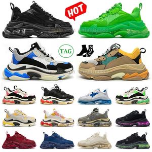 2024 Triple S sneaker men women designer shoes platform sneakers clear sole black white grey red pink blue Royal Neon Green casual mens womens tennis trainers