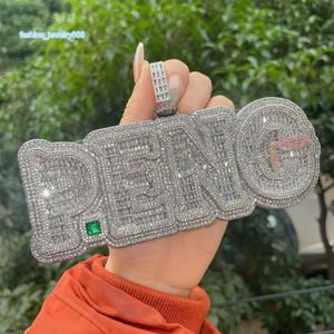 Colar com Pingente Hip Hop para Masculino Alfanumérico Personalizado Latão Zircão Banhado a Ouro 18k verdadeiro Trend Personalizado Extra Grande Pingente