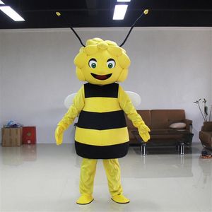 Halloween Maya the bee Mascot Costume High Quality Cartoon yellow Maya bee Anime personagem tema Carnaval de Natal Fancy Costumes222A