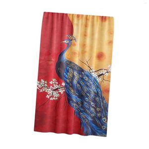 Curtain Peacock Print Window Panel Blackout Decorative For Living Room