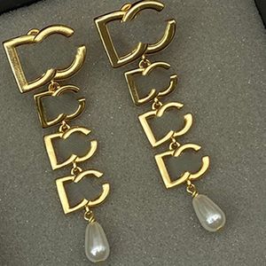 Gold Pendant Earrings Chic Charm Stud Women Earring Gold Eardrop Classic RetroTrendy Earrings Party Jewelry With Box Package