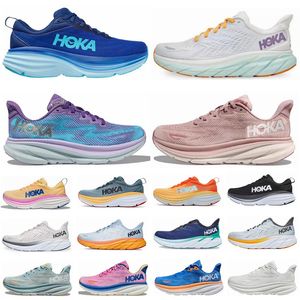 Clifton 8 Running Shoe Shoes Womens Bondi 8 Clifton 9 Triple White Summer Song Blue Coral Peach Real Teal Lunar Rock Sports Mens Trainer Sneakers