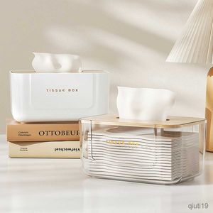 Tissue Boxes Napkins Transparent Tissue Box With Bamboo Cover Light Luxury Tissue Case For Car kitchen Toilet Wooden Napkin Holder R230714