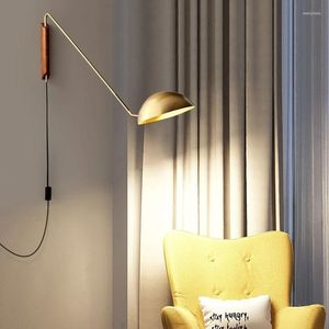 Vägglampor roterbar lång armlampa för vardagsrum sovrummet säng dekor postmodern svart guldbelysning el studie läsning