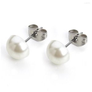 Kolczyki na kołki 1 para 8 mm biała piercing perłowy stal nierdzewna Brincos Perle Pendientes Bou For Woman Biżuteria F2231