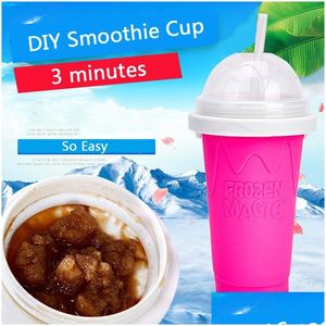 Altri bicchieri Easy Diy Smoothie Cup con St Magic Pinch Maker Travel Camp Portable Sile Sand Ice Cream Slush Dbc Drop Delivery Hom Dhnal