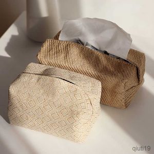 Tissue Boxes Napkins Nordic Cotton Linen Paper Towel Box Simple Concave Paper Drawer Storage Bag Car Tissue Holder Household Dining Table Tissue Boxe R230714