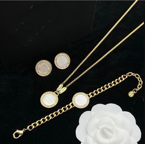 Gold Chain Circular Pendant Beauty Head Medusa Enamel signet Brass Necklace Bracelet Earring Set Ladies Designer Jewelry Birthday Anniversary Gifts XMS19 -02