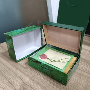 Rolx Luxury Watch Mens Watch Box Caseオリジナル内側の女性の時計ボックスメングリーンボックスブックレットカード126710アクセサリーCE2621