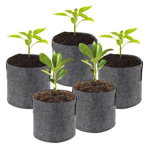 Planters Pots 1/2/3/5/7/10 Gallon Plant Grow Bags Non-Woven Aeration Fabric Pouch Root Container Breathable Degradable Self-Absorb Dhwxr