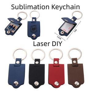 Wholesale Sublimation Blank Photo Frame Keychain Laser Multifunctional Keyring with Leather Cover DIY Creative Pendant Ornament Festival Christmas Gift