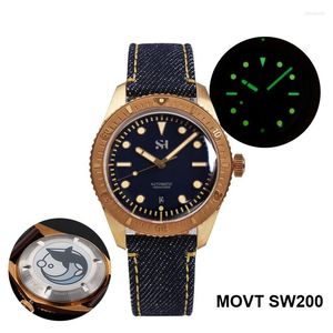 Relógios de pulso SW200 SH Bronze Dive Watch 100M à prova d'água Bisel Automático Mecânico Mens Mergulho Militar Simples Safira Freeship