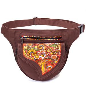 Waist Bags Annmouler Waist Bag for Women Canvas Fabric Fanny Pack Flower Patchwork Belt Bag Adjustable Phone Pouch Bag Large Hip Bum Bags 230714