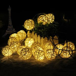 LED Rattan Balls Strings Fairy Lights Battery Operated Christmas Decorative Lamp Outdoor Garland Wedding Decoration Lighting240S