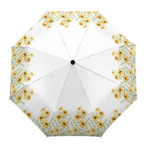 Ombrelli Giallo Margherita Fiori Ombrello Automatico Da Viaggio Pieghevole Parasole Portatile Antivento