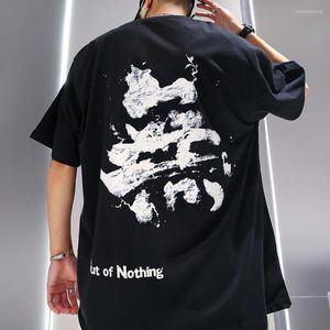 Herr t-skjortor sommar kortärmad t-shirts mode hip-hop lös casual high street stor storlek fem-poäng hylsa t-shirt manliga kläder