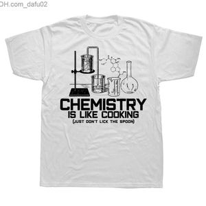 Herren T-Shirts Chemie ist genau wie Kochen Mode Männer Sommer T-Shirt Slogan Kurzarm O-Ausschnitt Lustige Tops T-Shirts Kleidung Witz T-Shirt Z230714