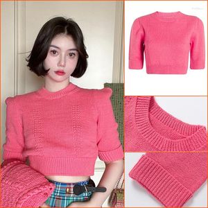 Women's Sweaters 2023 Ladies And Style Cardigan Niche Summer Round Neck Waist Short Top Knitted Sweater Daily Commuter