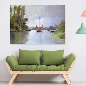 Countryside Landscape Canvas Art Argenteuil Seen from The Small Arm of The Seine Claude Monet Painting Impressionist Home Decor