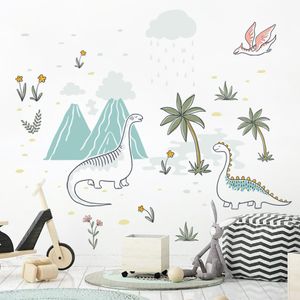 Wall Stickers Cartoon Prism Dinosaur Cloud Tree Blue Kindergarten Wall Decal Removable Vinyl Wallpaper Decal Mural Children's Game Room Home Decoration 230714