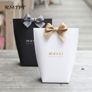 Gift Wrap RMTPT Large 20pcs lot Upscale Kraft Papel "Merci" bag Wedding Favors Candy Bag Package Birthday Party Favor Boxes 230713