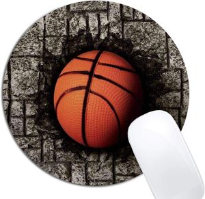 Basketball In Stone Floor Mouse Pad Round Non-Slip Rubber Mousepad Laptop Office Computer Decor Cute Desk Design Mouse Pad