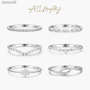 Ailmay 925 Sterling Silver Minimalist Fashion Stackable CZ Rings for Women Minumalist Fine Jewelry 2021 New Style L230704