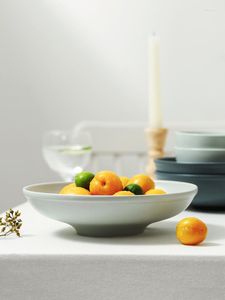 Bowls Household Ceramic Fruit Salad Bowl Plate Simple High Foot Anti - Pasta Dish
