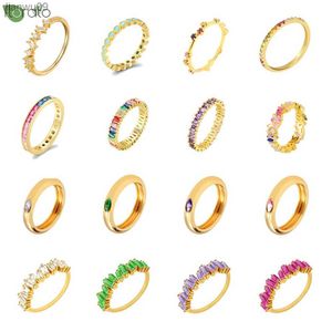 Gold Plated Rings Colorful Zircon Luxury Engagement Rings for Women Jewelry Premium Couple Wedding Rings Fashion Gifts L230704