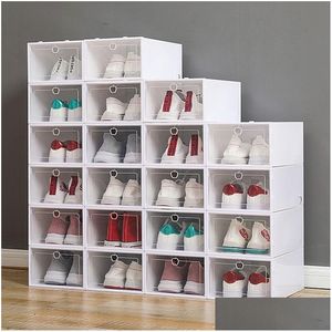 Aufbewahrungsboxen, Behälter, transparent, Schuhkarton, Schuhe, Regal, Organizer, verdickt, faltbar, staubdicht, stapelbar, kombinierter Schrank, Verkauf, Drop de Dhnso