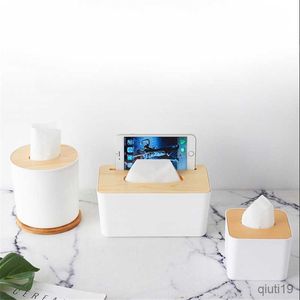 ティッシュボックスNapkins Removable Wooden Cover Tissue Box Mini Tissue Storage Tube Holder Storage Box Car Home Decoration Simple Fashion Tissue Box R230714