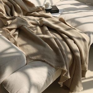 Coperte Fattoria Lino Cotone Waffle Weave Coperta Strato Con Nappe Accogliente Caldo Morbido Leggero Per Divano Divano Letto Home Decor