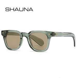Güneş gözlükleri shauna retro kare erkekler perçinler tonları uv400 moda kadınlar yeşil güneş gözlükleri 230714