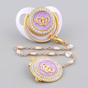 Bable The Dealers Toys Baby Pacifier Beads Bling Purple Pacifier Clip BPA Бесплатный силиконовый роскошный сомок для детей подарок душ Chupete de Lujo 230714