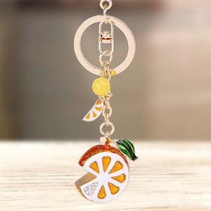 Keychains Cute Orange Lemon Keychain Fruit Key Chain Ring Holder Bag Pendant Accessories Keyring