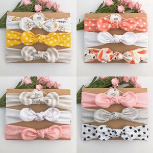 Accessori per capelli 3 pz / lotto Dot Stripe Print Flower Cartoon Bow Fasce elastiche Toddler Turban Band Baby Girl Archi 2023