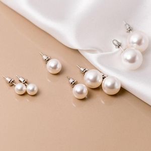 Orecchini a bottone 1 paio di gioielli in puro argento sterling 925 di diverse dimensioni rotondi con perle simulate regalo fidanzata