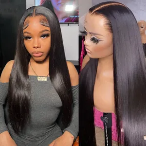 13x6 Full Lace Frontal Wig Real HD Lace Frontal Wig Straight HD Lace Closure Wig Pre Plucked Human Hair Wigs For Woman