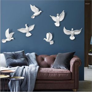 Ramki 6PCS Europejskie wiszące żywice ptaki Dekoracja rzemiosła 3D stereo gołębi domowy salon sofa