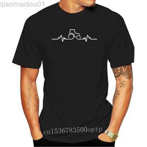 Męskie koszulki Nowe koszulki 2021 Ubrania marki Slim Fit Printing Stwórz T-koszulki ciągnik Heart Beat Pulse Farm Farmer Farmer Jokat T Shirt L230713