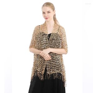 Cachecóis Moda Lantejoulas Glitter Xale Feminino Vestido de Noite Encolher Encolher Enrolar Noiva Dama de Honra Casamento Envoltório Borla Bolero Cachecol Hijab