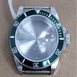 Reparationsverktygssatser 40mm Gröna och svart keramiska Bezel Watch -fodral för 3135 rörelse med R LOGO276A