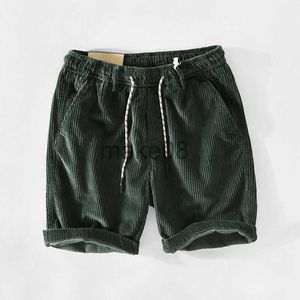 Calças masculinas 2022 novo verão algodão veludo casual shorts cáqui multibolso renda retro workwear j230714