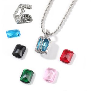 Clamshell Colored Gemstone 펜던트 목걸이 5 색 돌이있는 교체 된