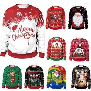 Męskie swetry mężczyźni kobiety jesienne zima brzydka sweter świąteczne Święta Wesołych Skoczków Tops 3d unisex karnawałowe pulovery bluzy