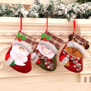 Calza di Natale Decorazioni festive Borsa regalo di Natale Peluche vintage Calzino natalizio Forniture per feste in famiglia