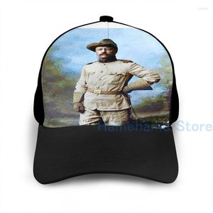 Berretti da baseball Fashion President Theodore Roosevelt In His Rough Riders Uniform Basketball Cap Uomo Donna Graphic Print Black Unisex Adult Hat