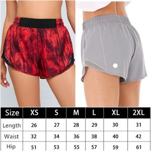 LL 0102 Kvinnor Yoga outfit flickor fodrade shorts som kör damer casual cheerleaders korta byxor vuxen tränare sportkläder träning fitness slitage andas